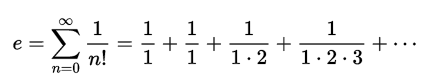 euler's number constant e factorial formula